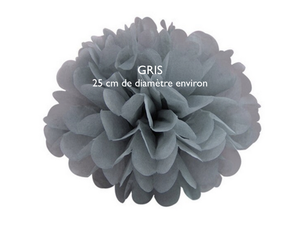 Lot de 5 pompons GRIS 25 cm