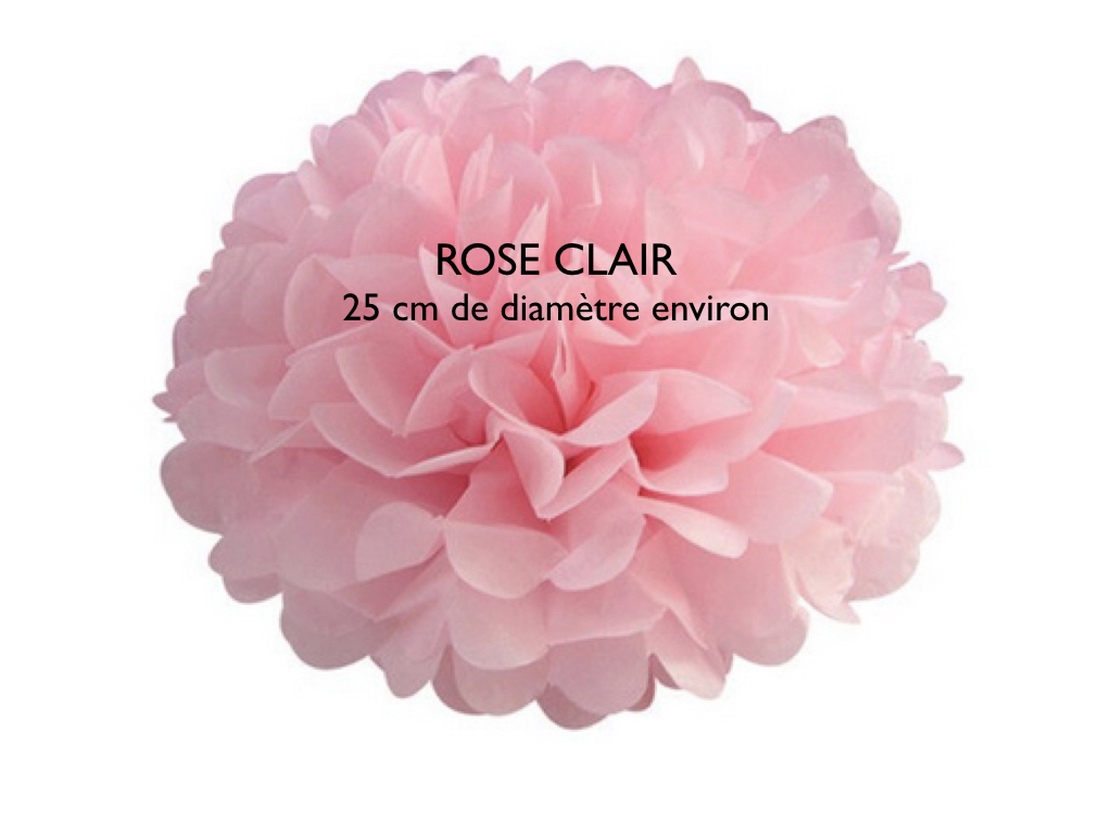 Lot de 5 pompons ROSE CLAIR 25 cm